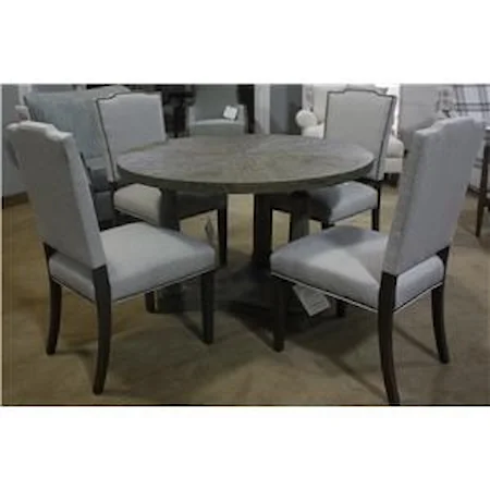 Traditional Dining Table with 4 Upholstered Side Chairs